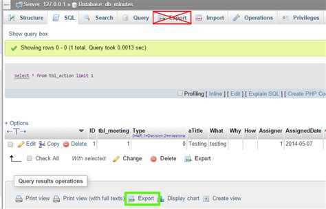 phpmyadmin export selected data from SQL to excel.